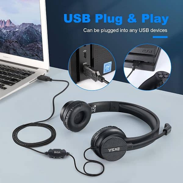 EKSA H12E Noise Cancelling USB Headset with Microphone Light Weight 1