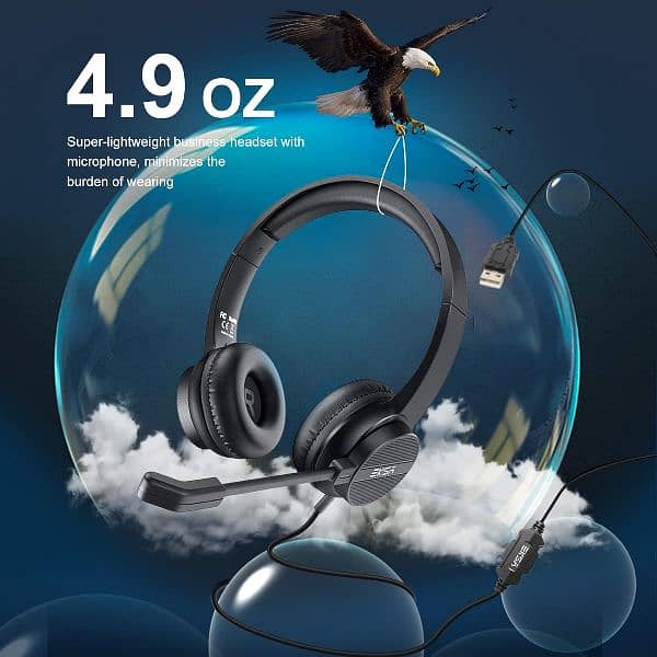 EKSA H12E Noise Cancelling USB Headset with Microphone Light Weight 7