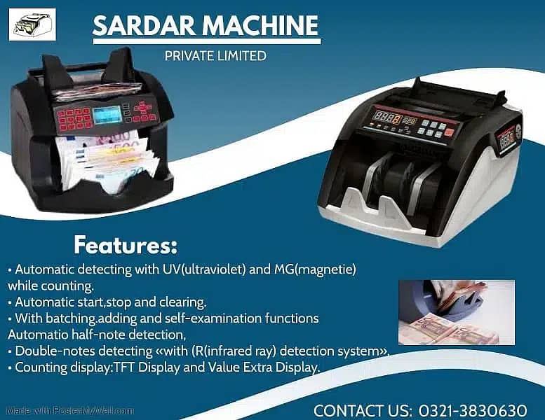 Cash currency note counting machine,Packet count with fake note detect 15