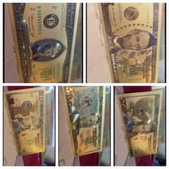 Five Pcs 24k American Gold Plated USA Dollar Notes, w'a @ 03142818505 0