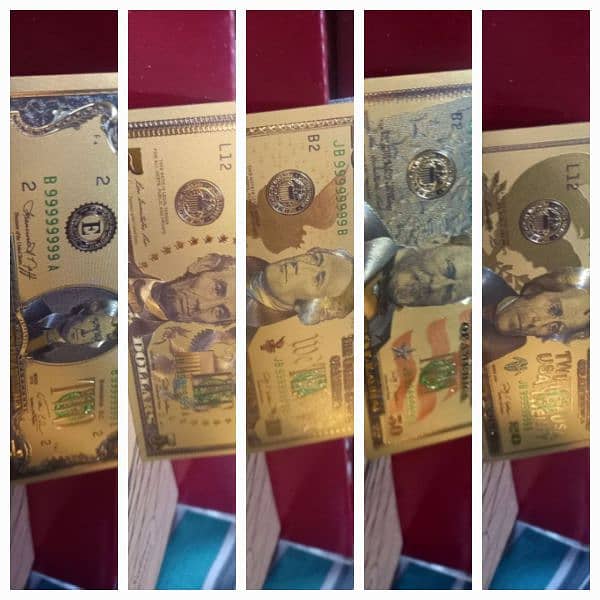 Five Pcs 24k American Gold Plated USA Dollar Notes, w'a @ 03142818505 13
