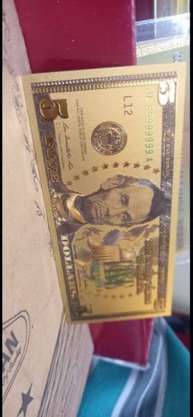 Five Pcs 24k American Gold Plated USA Dollar Notes, w'a @ 03142818505 1