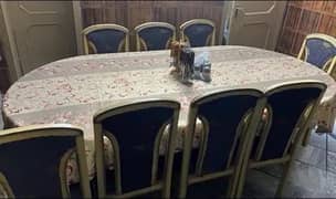 Gold Dining Table with 8 Chairs