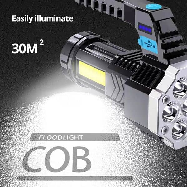 High Power Rechargeable Led Flashlights 7LED Camping Torch With 4