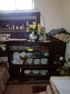 OLD STYLE WOOD SHOWCASE FOR CROCKERY AND OTHER ITEMS FOR SALE