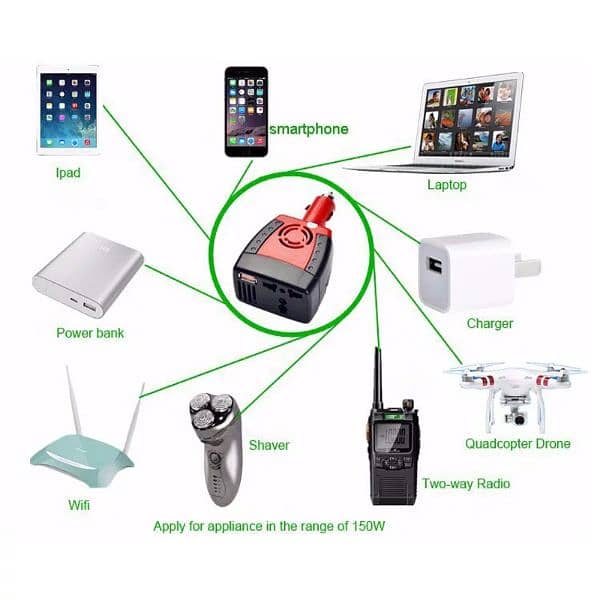 12 VOLT 150 WATTS BATTERY INVERTER / CONVERTER DC CURRENT TO AC 7