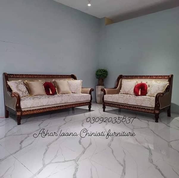 7 seater chinioti sofa set 5 seater furniture dewan wooden sofa 17