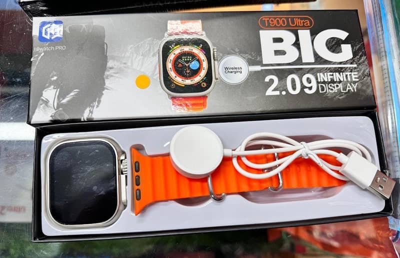 T900 Ultra watch smart watch big 2.09 display black & orange 0