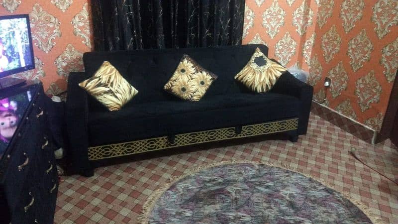 Bed Set ( Side Tables, Dressing Table, Sofa cum Bed, 5 Curtons ) 6
