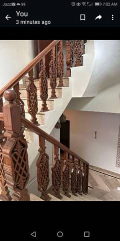 wooden  railing for two stories(pure sheesham wooden polished)