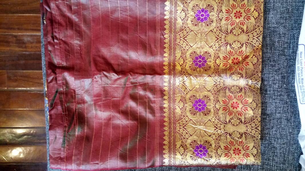 brand new Saree with blouse and petticoat (3 piece)(pure banaras silk) 2