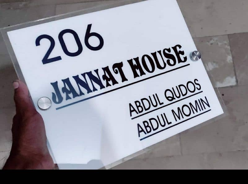 Acrylic House Name/Steel/ glass house plate manufacture Services 6