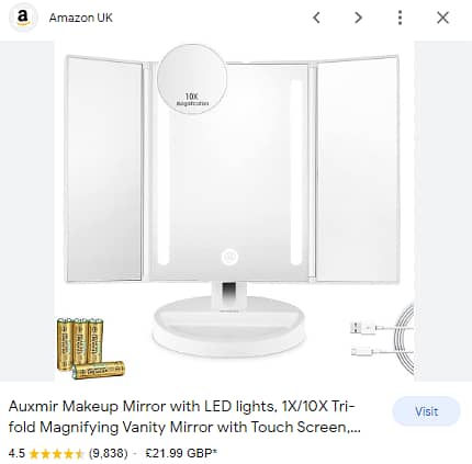 Auxmir LED Light Makeup Mirror with 10X Magnifying Spot Mirror