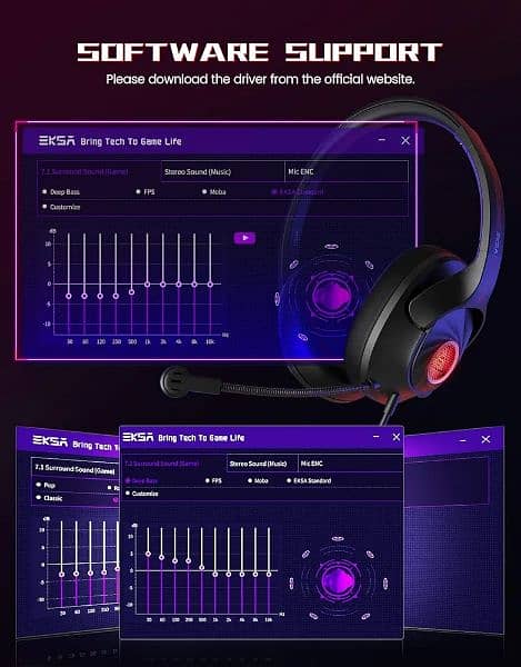 Gaming Headphones EKSA Air Joy Plus Ultra Light Gaming Headset Wired 7