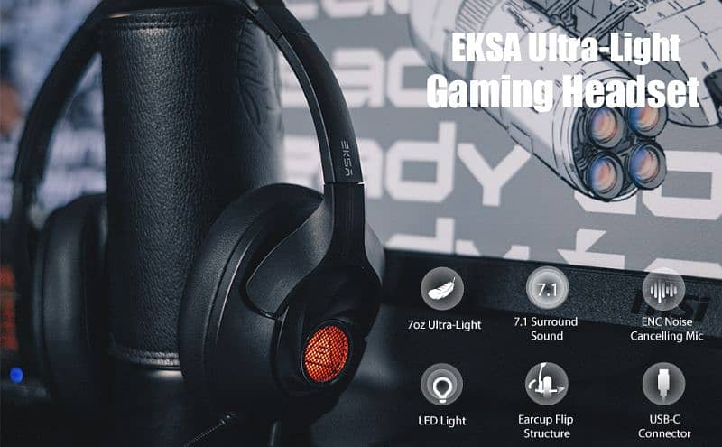 Gaming Headphones EKSA Air Joy Plus Ultra Light Gaming Headset Wired 10