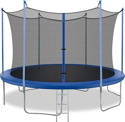 12FT Trampoline with Enclosure Net Outdoor Jump Rectangle Trampoline 0