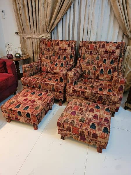 Sofa Wing Chairs with matching Foot rests 1