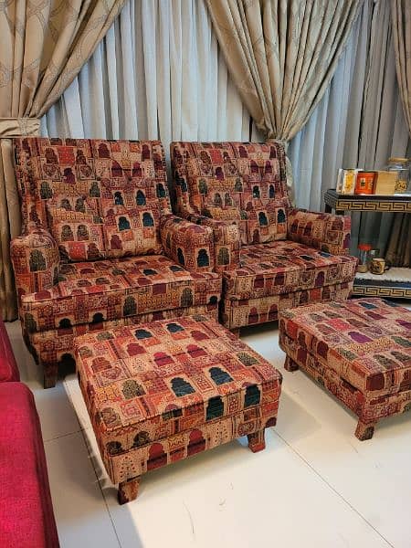 Sofa Wing Chairs with matching Foot rests 2
