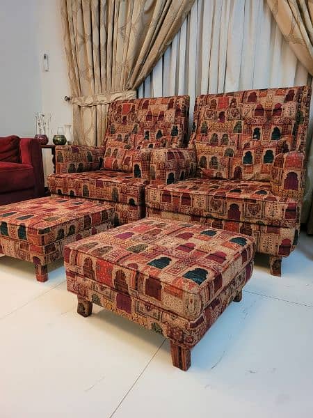 Sofa Wing Chairs with matching Foot rests 3