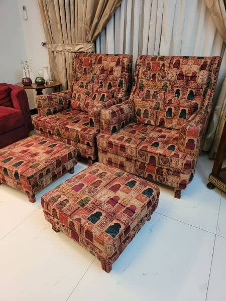 Sofa Wing Chairs with matching Foot rests 4