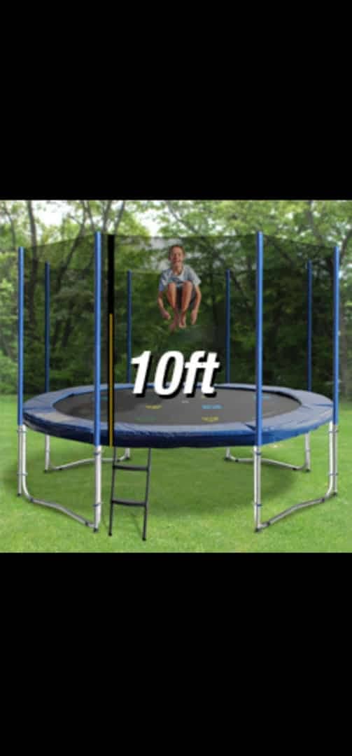 10FT  Trampoline with Enclosure Net Outdoor Jump Rectangle Trampoline 4