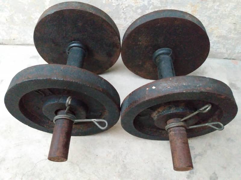 Gym & Fitness 2 pair iron Dumbbells for sale 4