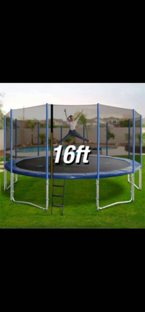 16FT Trampoline with Enclosure Net Outdoor Jump Rectangle Trampoline 4