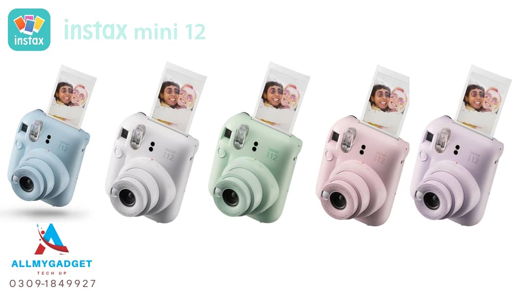 FUJIFILM Instax Mini 12 Instant Camera - Pink, White, Purple, Green, 0