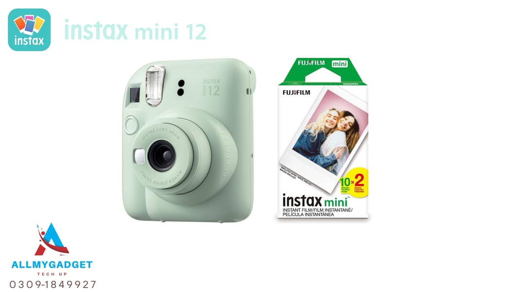 FUJIFILM Instax Mini 12 Instant Camera - Pink, White, Purple, Green, 6