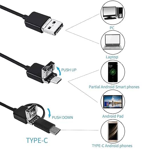 USB Snake Inspection Camera, 2.0 MP IP67 Waterproof USB C a15 4