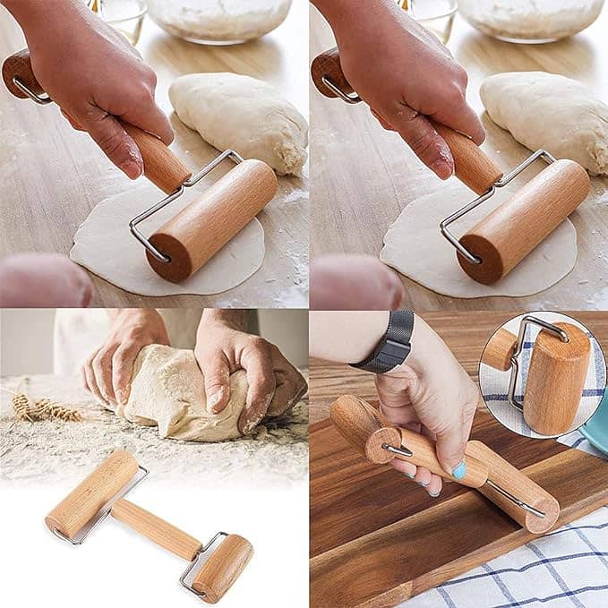 Wooden Pastry Pizza Roller, Non-Stick Wooden Rolling Pin, c33 3