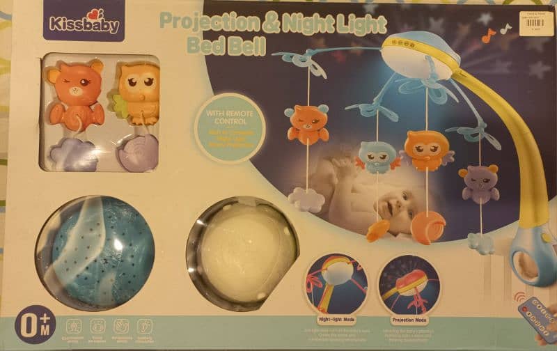 Baby cot musical toy with projector and remote 2