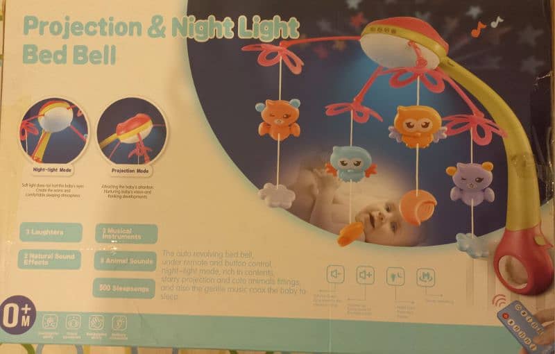 Baby cot musical toy with projector and remote 4