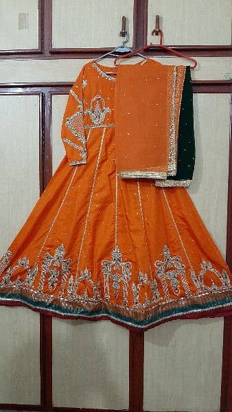 raw silk maxii orange colour with 2 duptha and hand bag 1