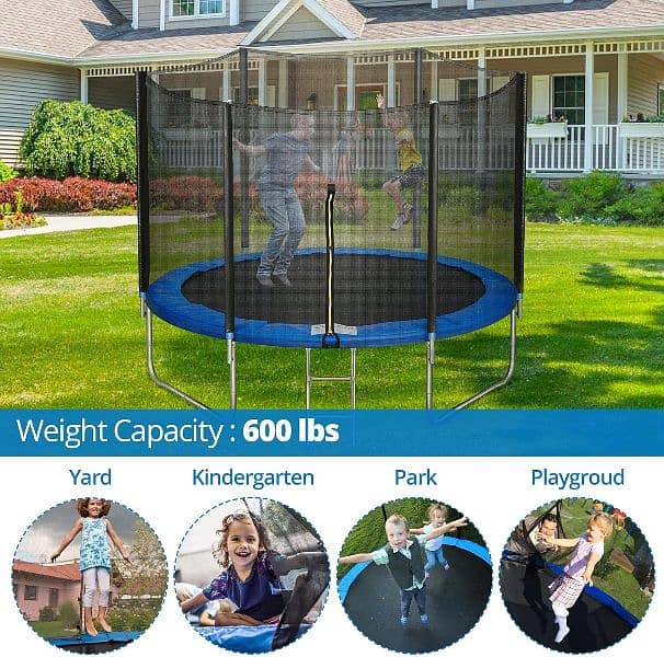 Trampoline 10FT for Kids Adults with Enclosure Net Exercise Trampoline 6