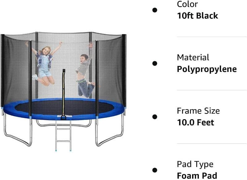 Trampoline 10FT for Kids Adults with Enclosure Net Exercise Trampoline 10