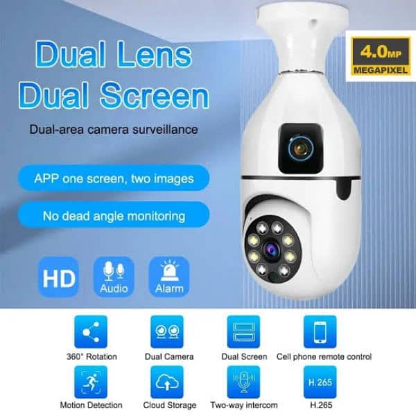 Dual lense bulb camera wifi security cctv camera 1