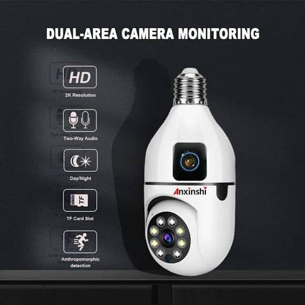Dual lense bulb camera wifi security cctv camera 2