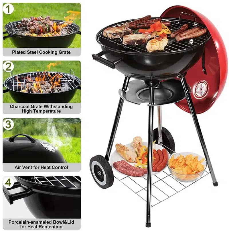 Football Sytle Bar B Que Grill and Oven with Moving Stand 1