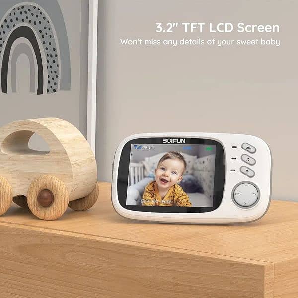 boifun baby monitor 3.2 inch LCd wireless towway temperature sensor 1