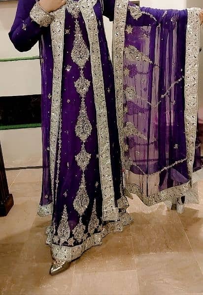 Beautiful full hand embroidered bridal dress in pure chiffon 0