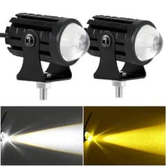 Fog Lights for Bikes and Cars Dual Function White-Yellow Lens
