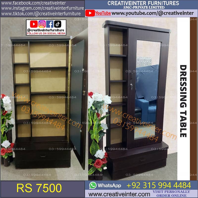 Dressing Cupboard Almari Wardrobe set single Iron Stand mirror 15