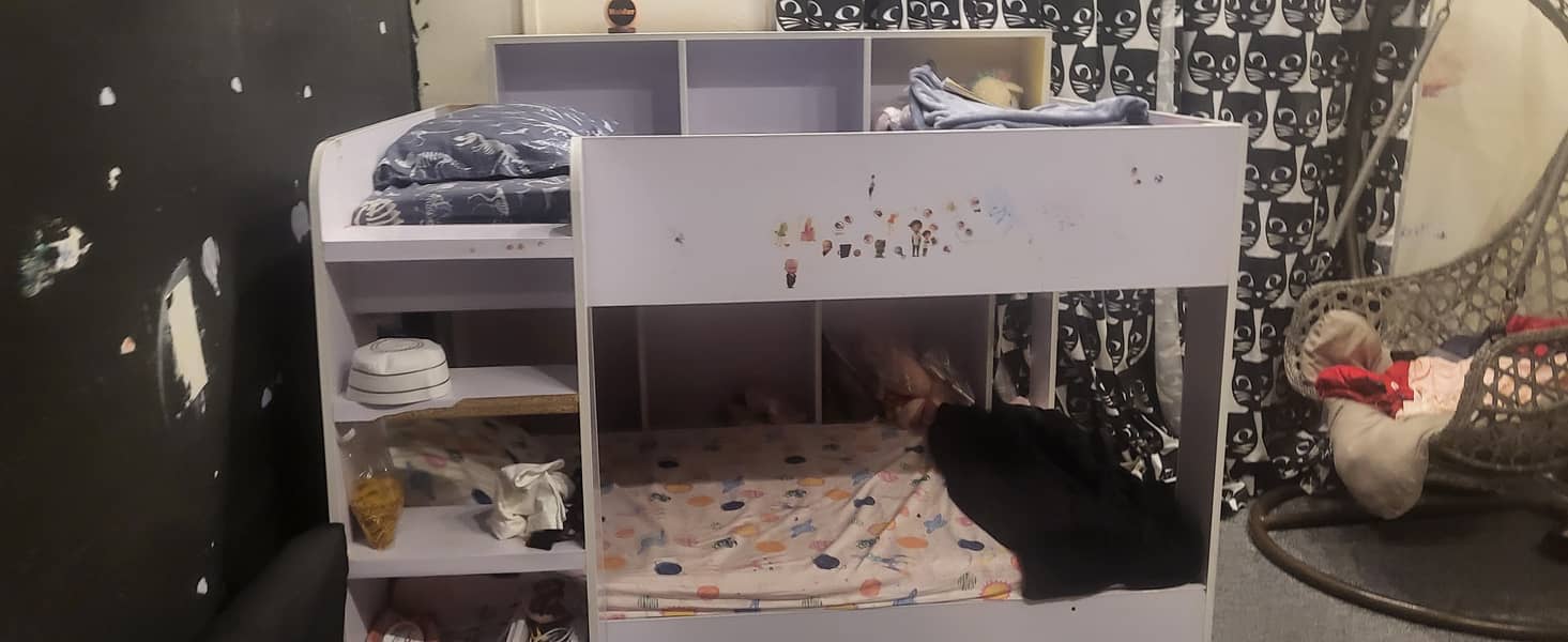 Kids bunk bed with book shelves and drawer 2