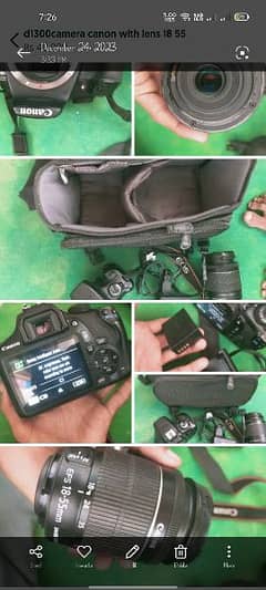 canon DSLR camera 1300d with lens 18 55