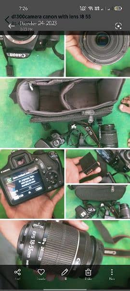 canon DSLR camera 1300d with lens 18 55 0