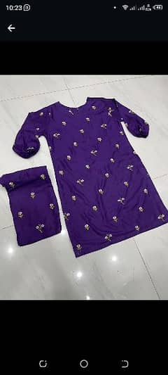2 PCs women stitched embroidered suits