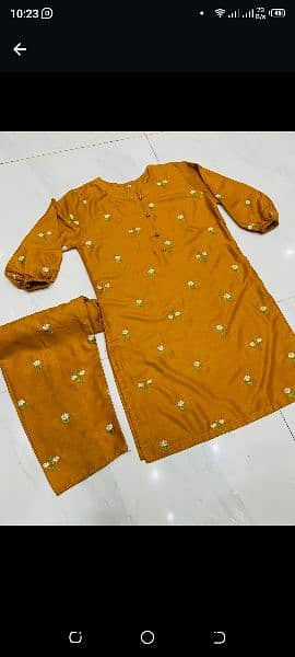 2 PCs women stitched embroidered suits 3