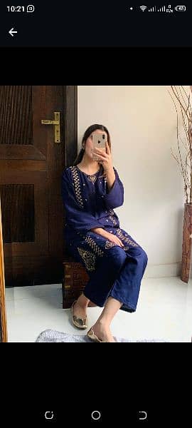 2 PCs women stitched embroidered suits 10