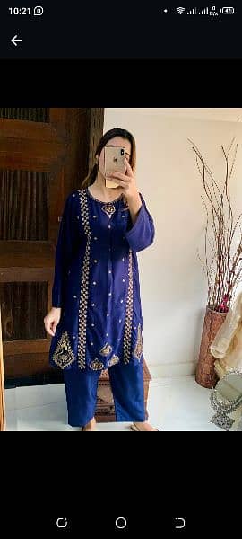 2 PCs women stitched embroidered suits 11